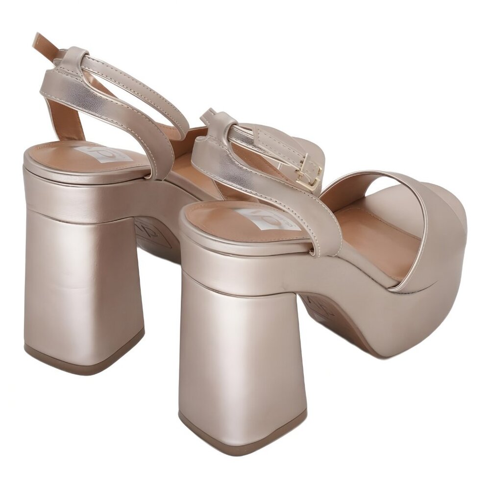 DV Dolce Vita Wizzard Platform Block Heel Sandals Gold Metallic 7M - Picture 3 of 6